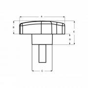 2 lobe offset wing knob male