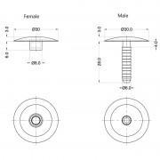 Male/Female Snap Together Rivets drawing